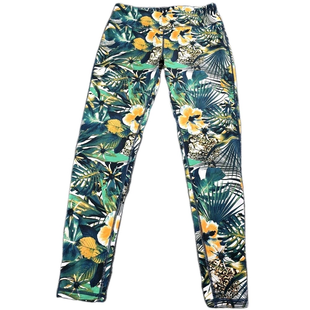 Sweaty Betty Contour Leggings Women's Medium Tropical Palm Leopard Animal‎ Print